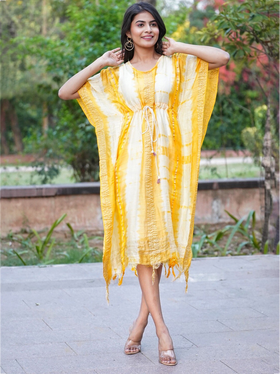 

Kesarya Tie and Dyed Kaftan Dress, Yellow