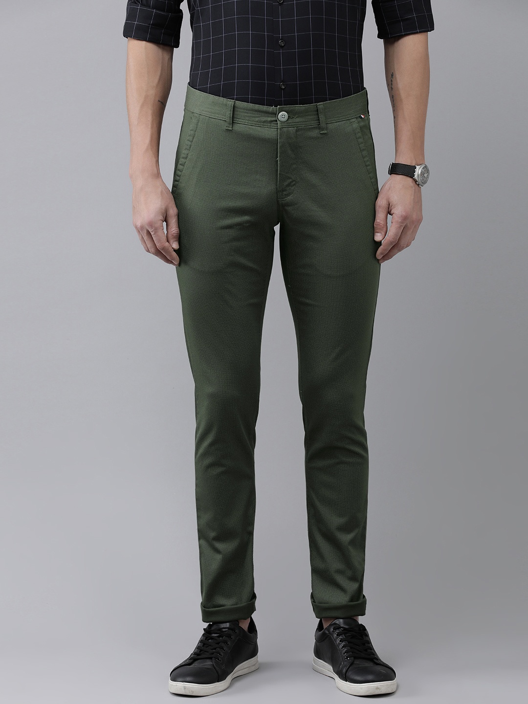 

Van Heusen Sport Men Printed Slim Fit Trousers, Green