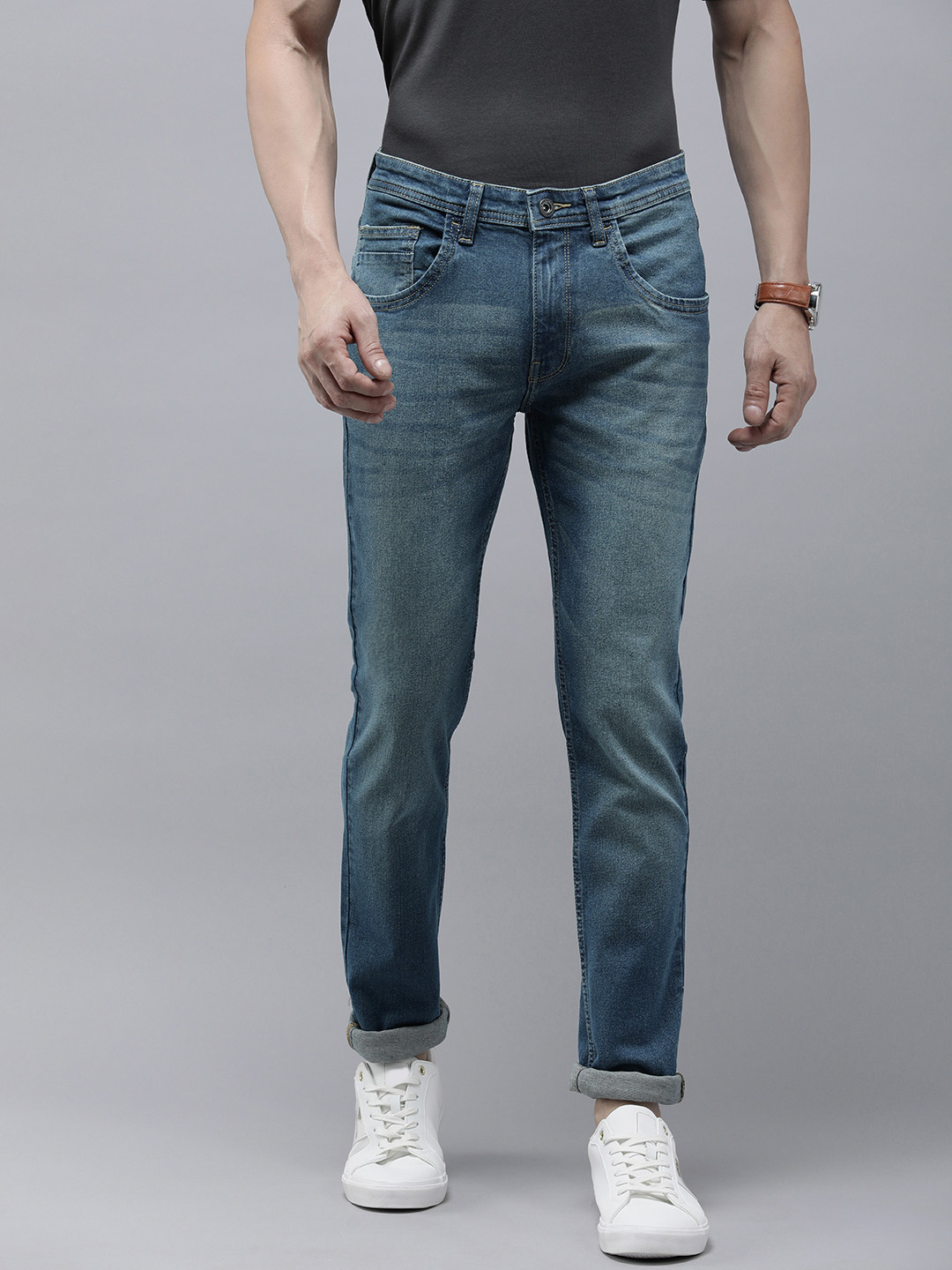 

VAN HEUSEN DENIM LABS Men Super Skinny Fit Heavy Fade Stretchable Jeans, Blue