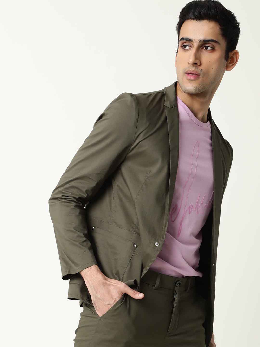 

RARE RABBIT Men Glaze Tailored Fit Regular-Fit Jacket, Olive