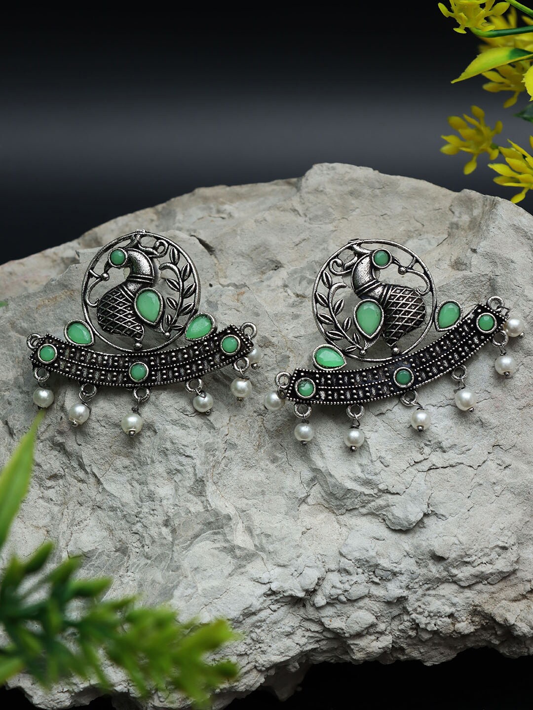 

Ozanoo Silver-Plated Peacock Drop Earrings