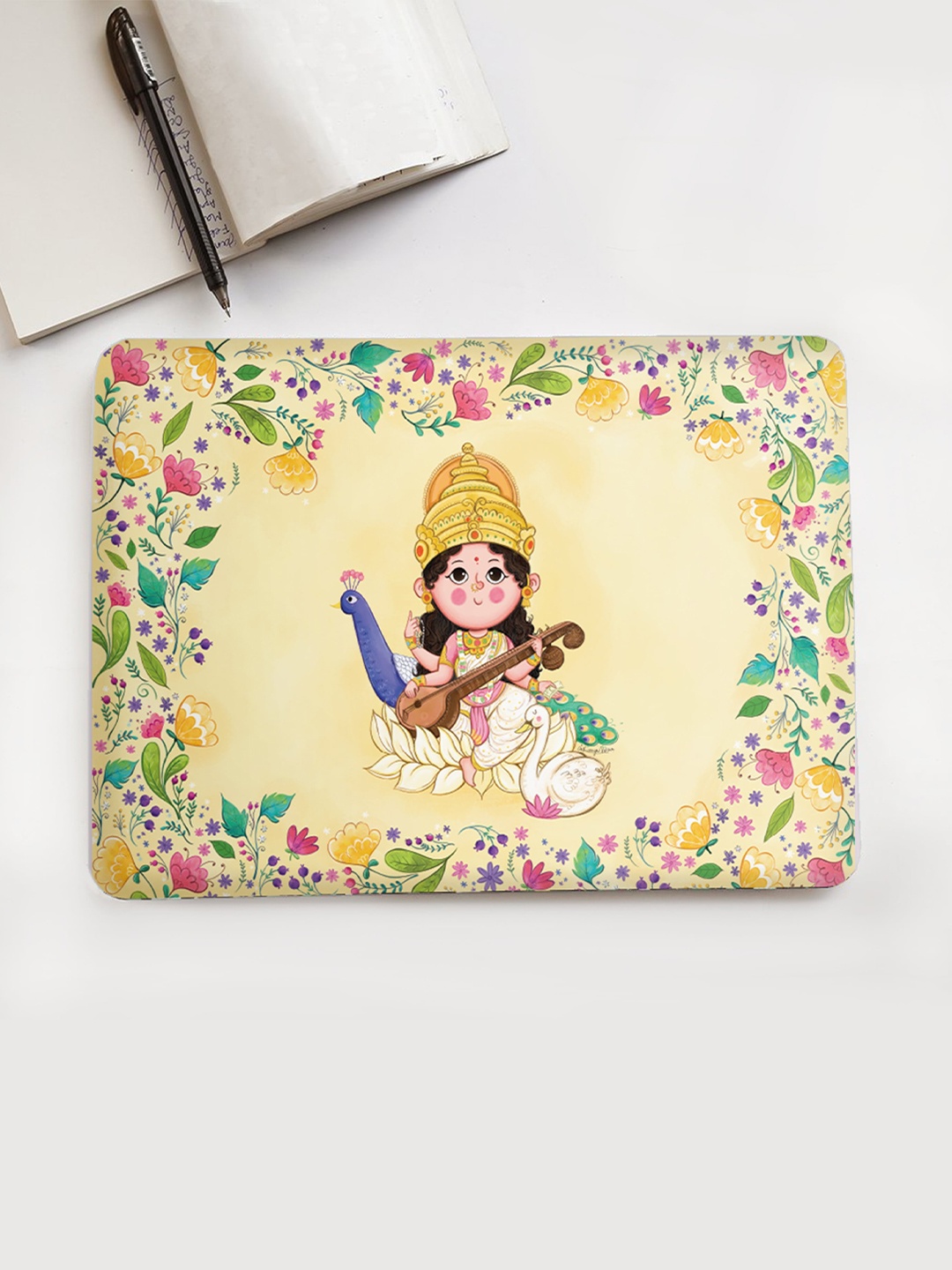 

happywagon Maha Saraswati Printed Laptop Skin, Cream