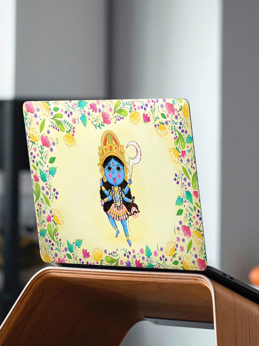 

happywagon Maha Kali Printed Laptop Skin, Cream