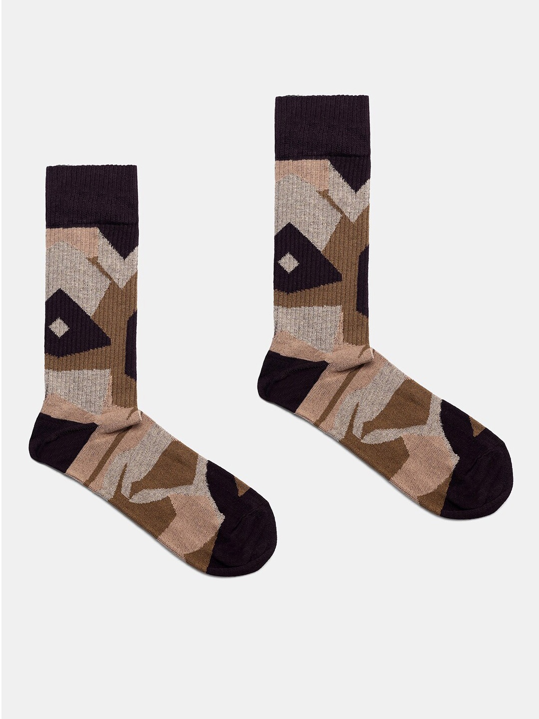 

Blackberrys Men Patterned Calf Length Socks, Brown