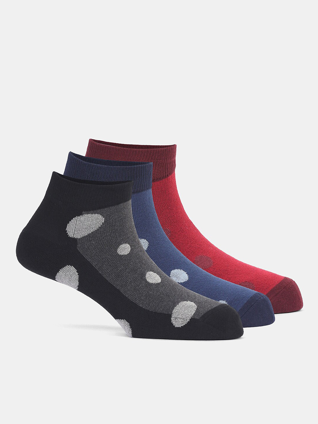 

Blackberrys Men Pack Of 3 Patterned Ankle Length Socks, Black