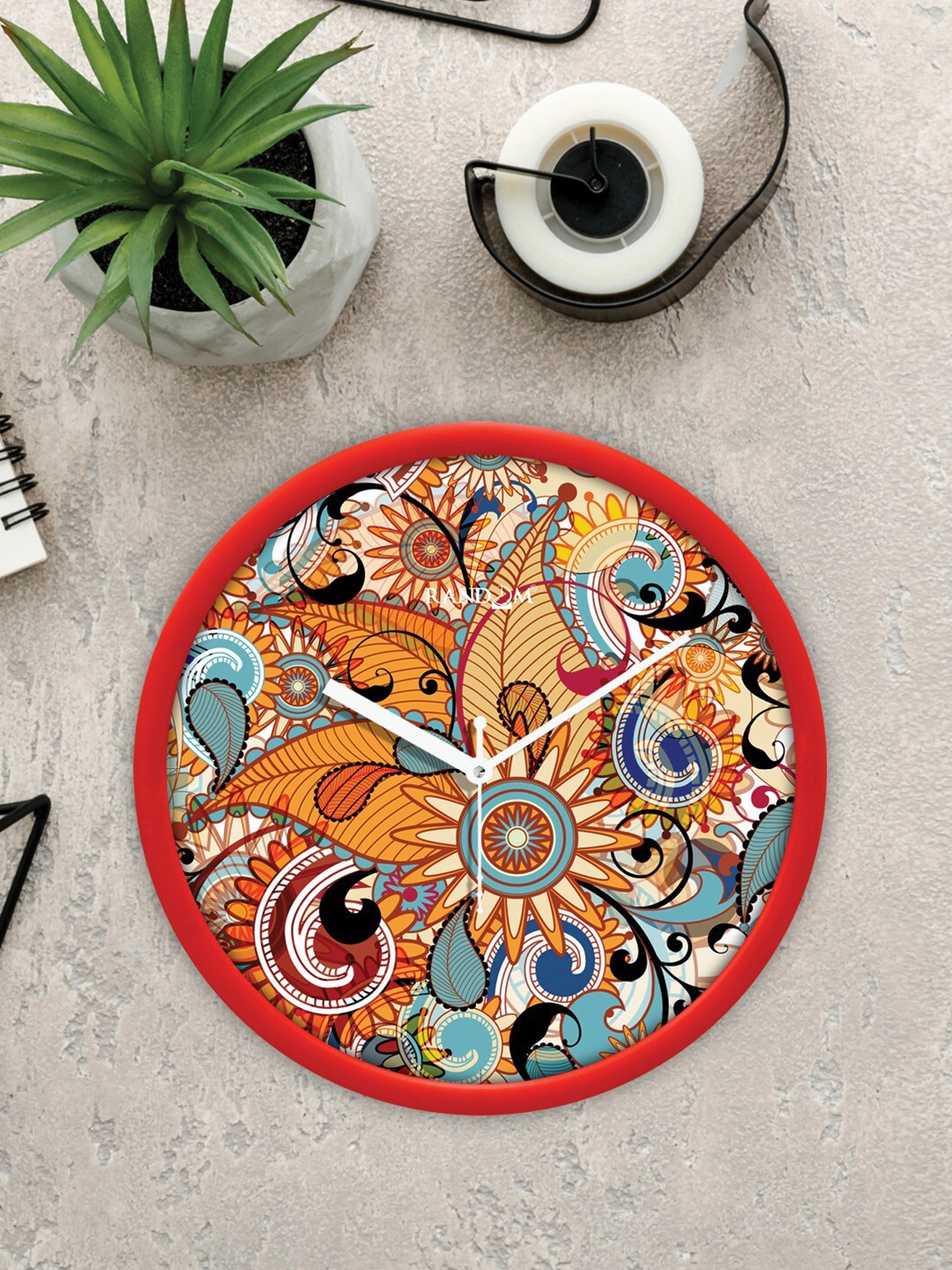 

RANDOM Red & Blue Printed Contemporary Wall Clock
