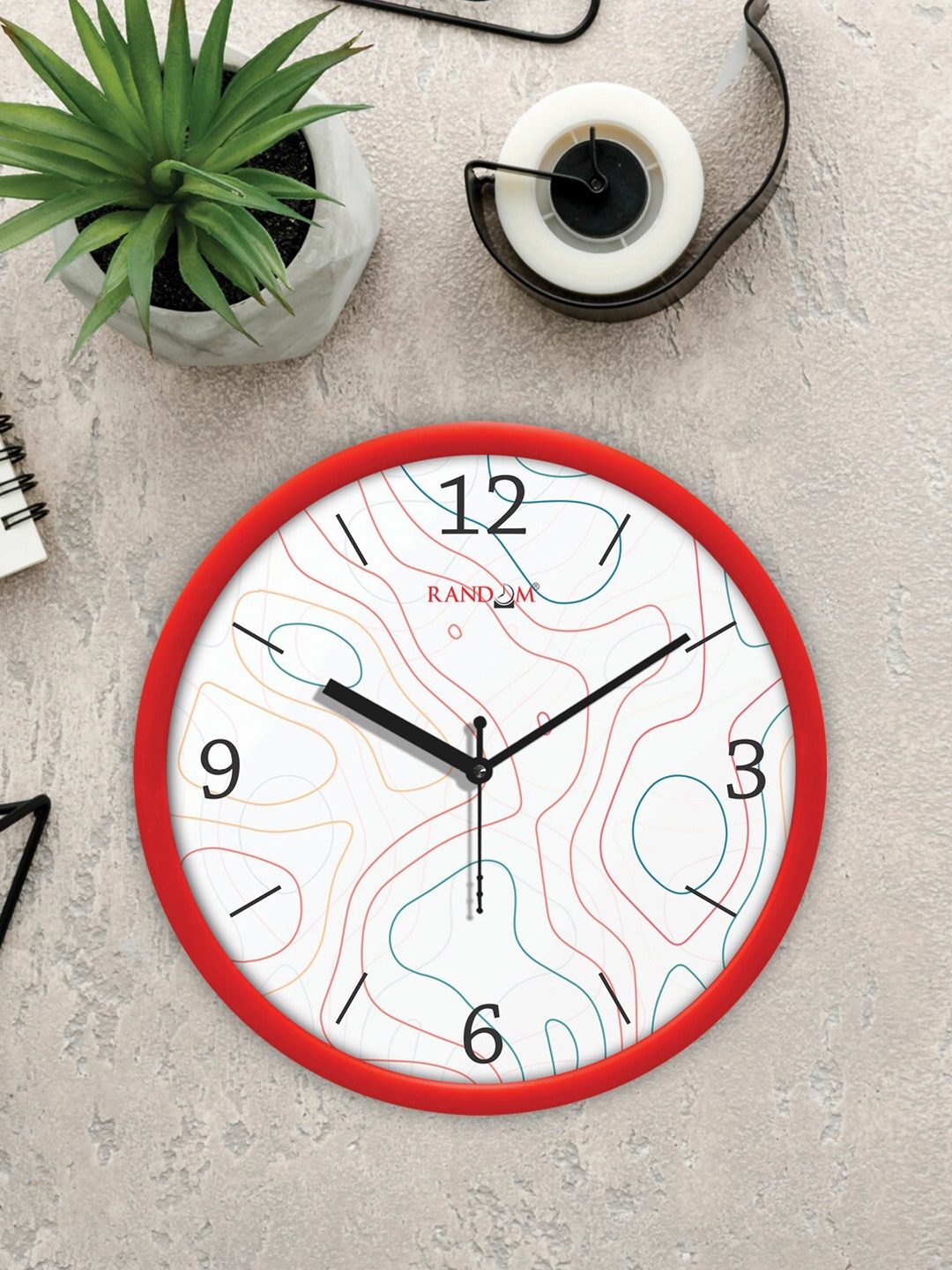 

RANDOM Red & White Printed Contemporary Wall Clock