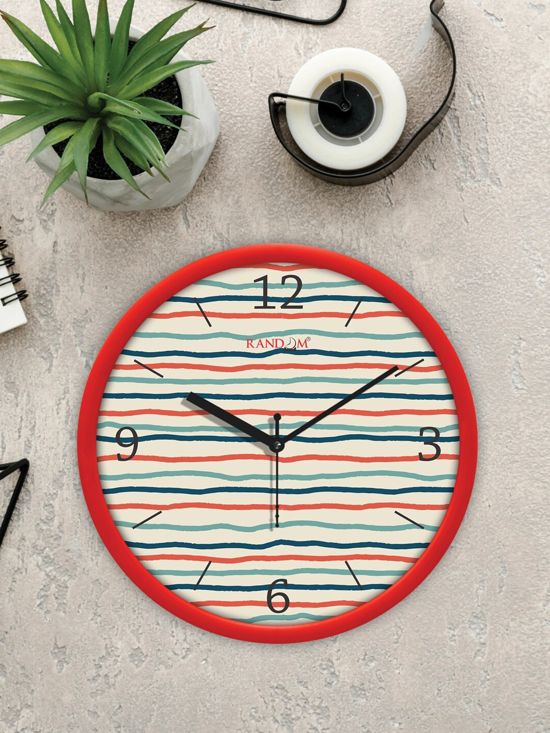 

RANDOM Red & Teal Classic Modern Stylish Printed Analogue Contemporary Wall Clock