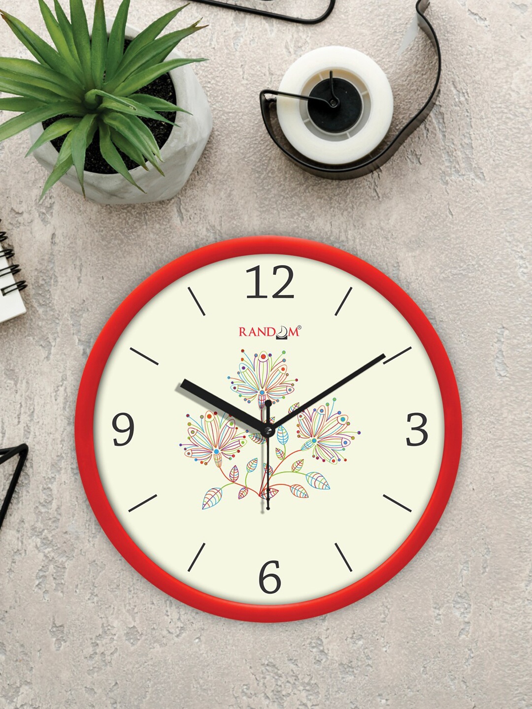 

RANDOM Red & Cream-Coloured Classic Modern Stylish Analogue Contemporary Wall Clock