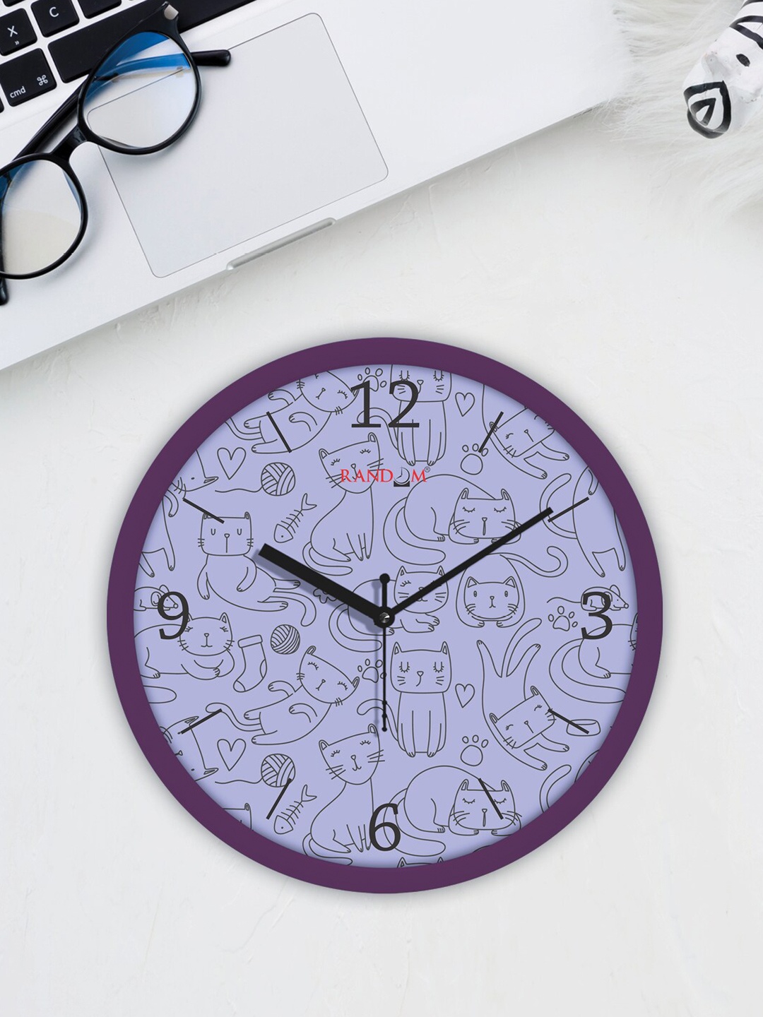 

RANDOM Purple Printed Round Contemporary Wall Clock