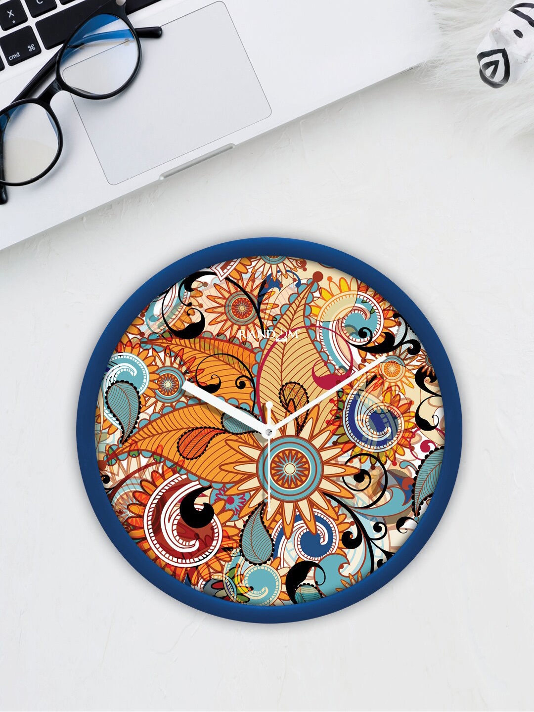 

RANDOM Blue & Orange Classic Modern Attractive Printed Analogue Contemporary Wall Clock