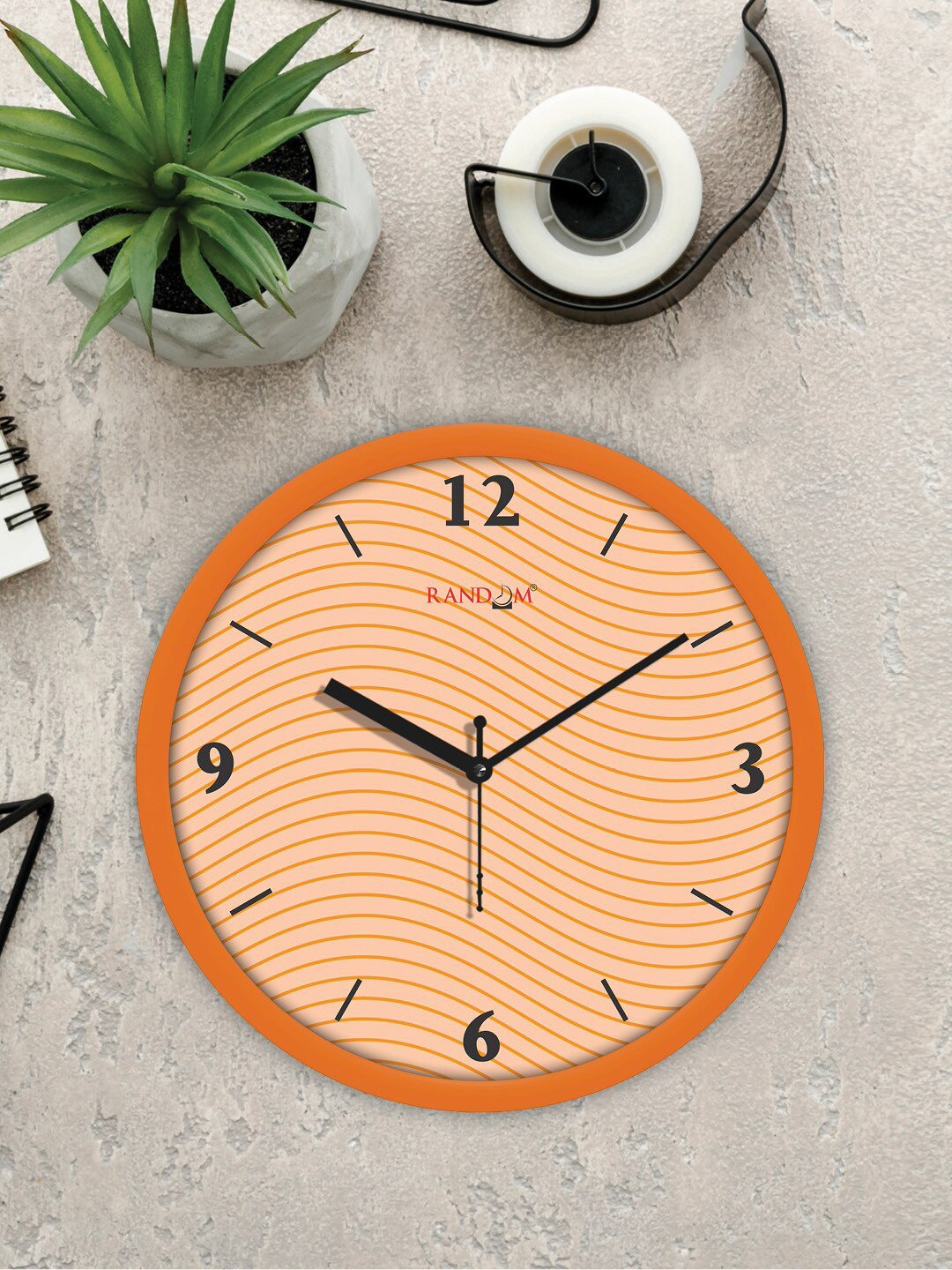 

RANDOM Orange & Black Classic Modern Decent Printed Analogue Contemporary Wall Clock