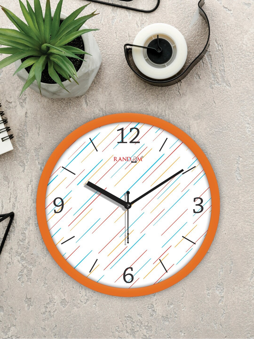 

RANDOM Orange & White Classic Modern Attractive Printed Analogue Contemporary Wall Clock