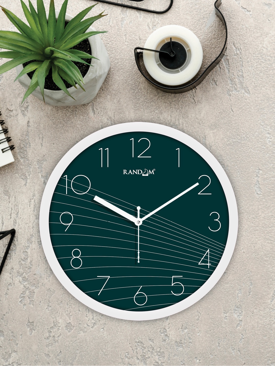 

RANDOM White & Green Classic Modern Stylish 3D Printed Analogue Contemporary Wall Clock