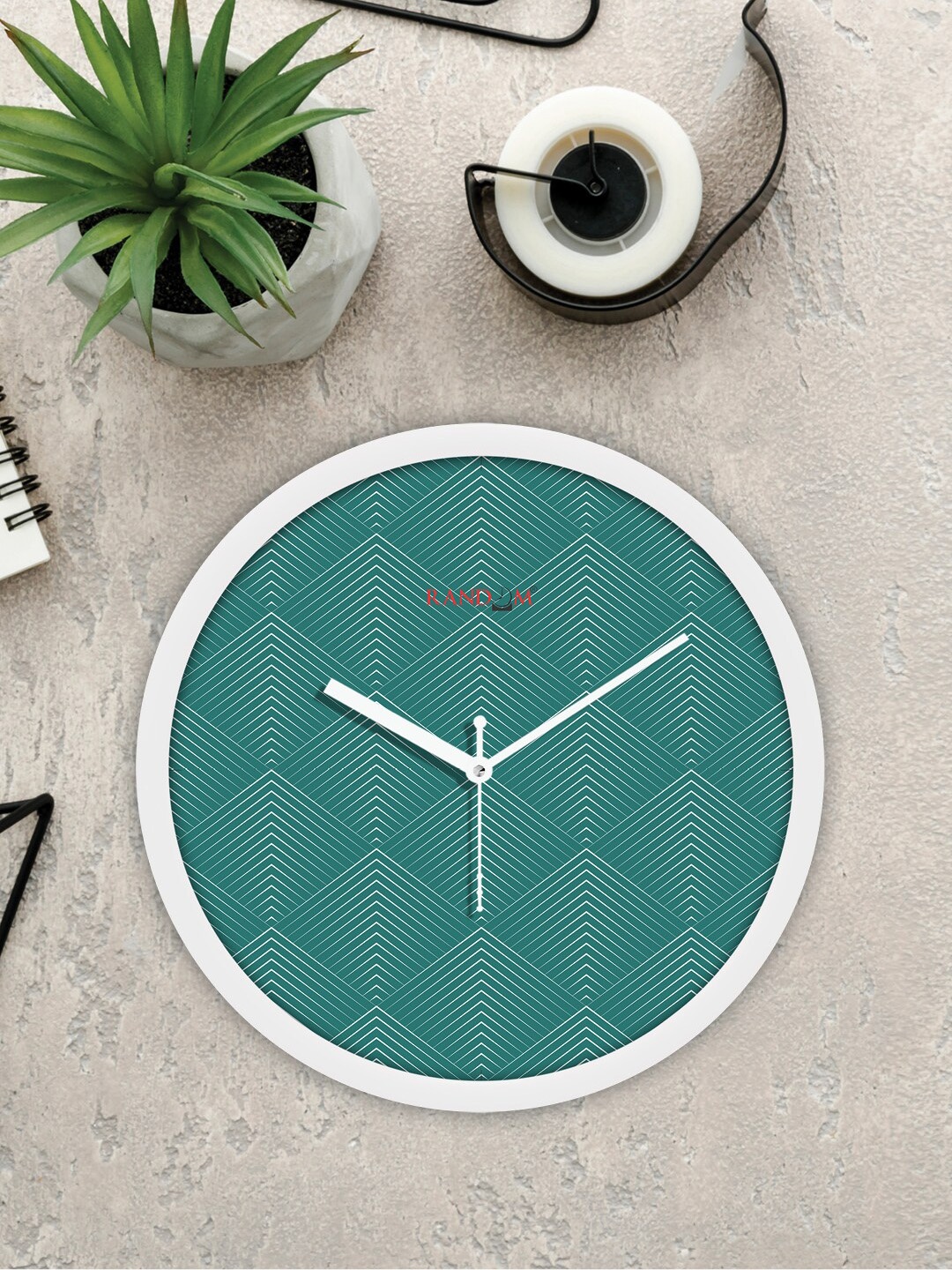 

RANDOM White & Sea Green Classic Modern Stylish Printed Analogue Contemporary Wall Clock