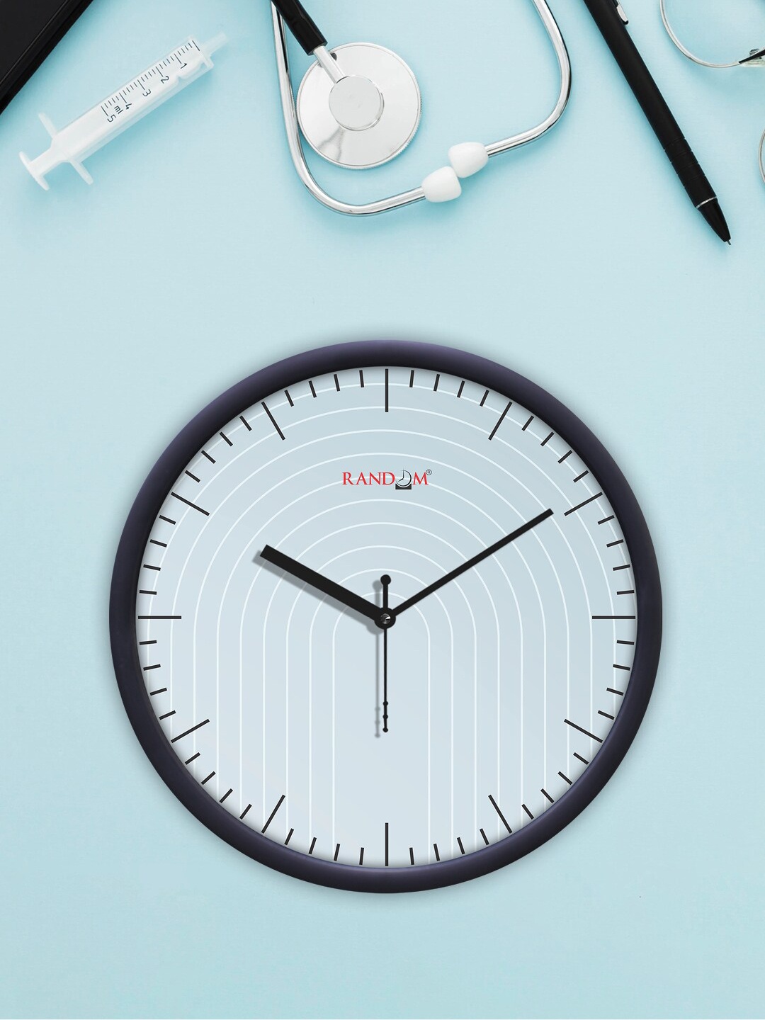 

RANDOM Black & Blue Classic Modern Stylish Printed Analogue Contemporary Wall Clock