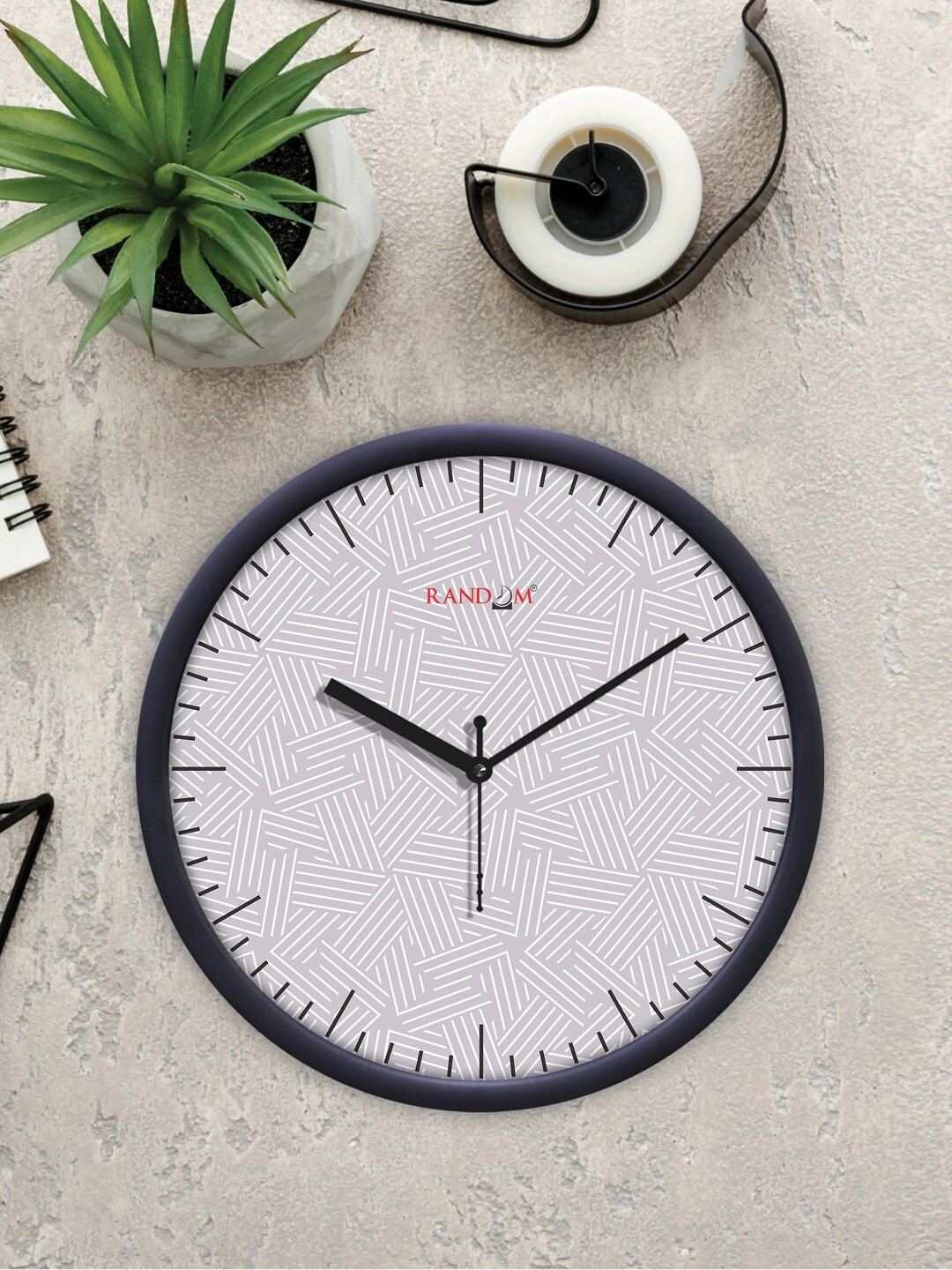 

RANDOM Black & Grey Classic Modern Stylish Printed Analogue Contemporary Wall Clock