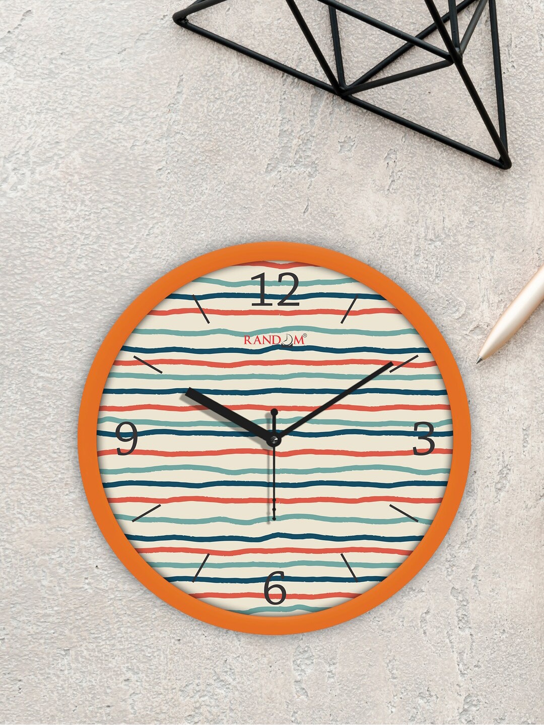 

RANDOM Orange & Teal Classic Modern Stylish Printed Analogue Contemporary Wall Clock