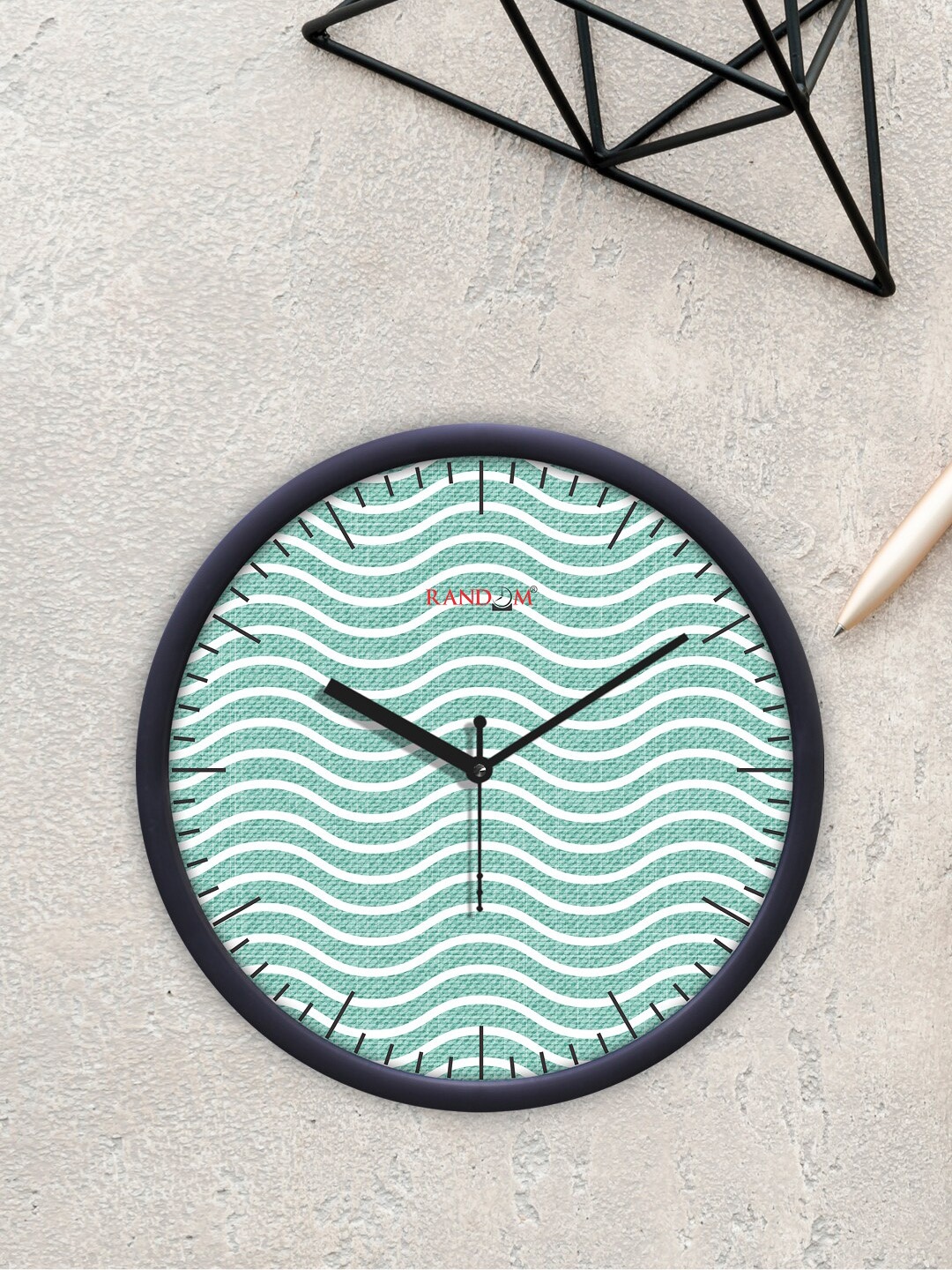 

RANDOM Black & Sea Green Modern Stylish Printed Analogue Contemporary Wall Clock