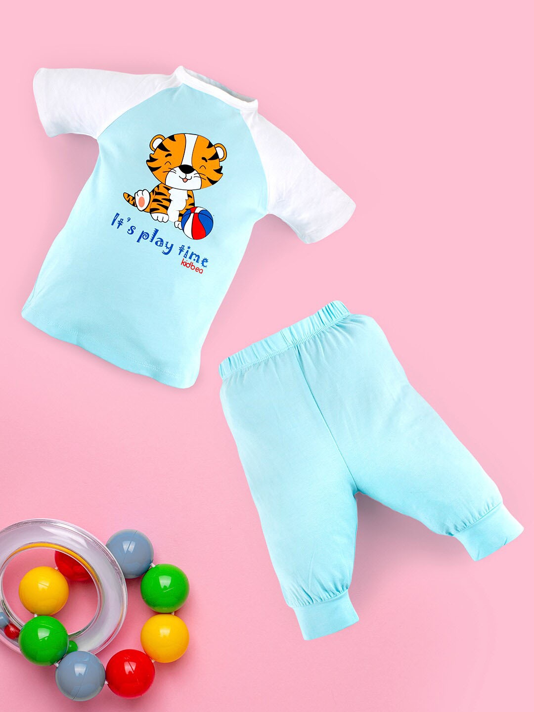 

Kidbea Infant Boys Printed Bamboo T-shirt With Pyjamas Set, Blue