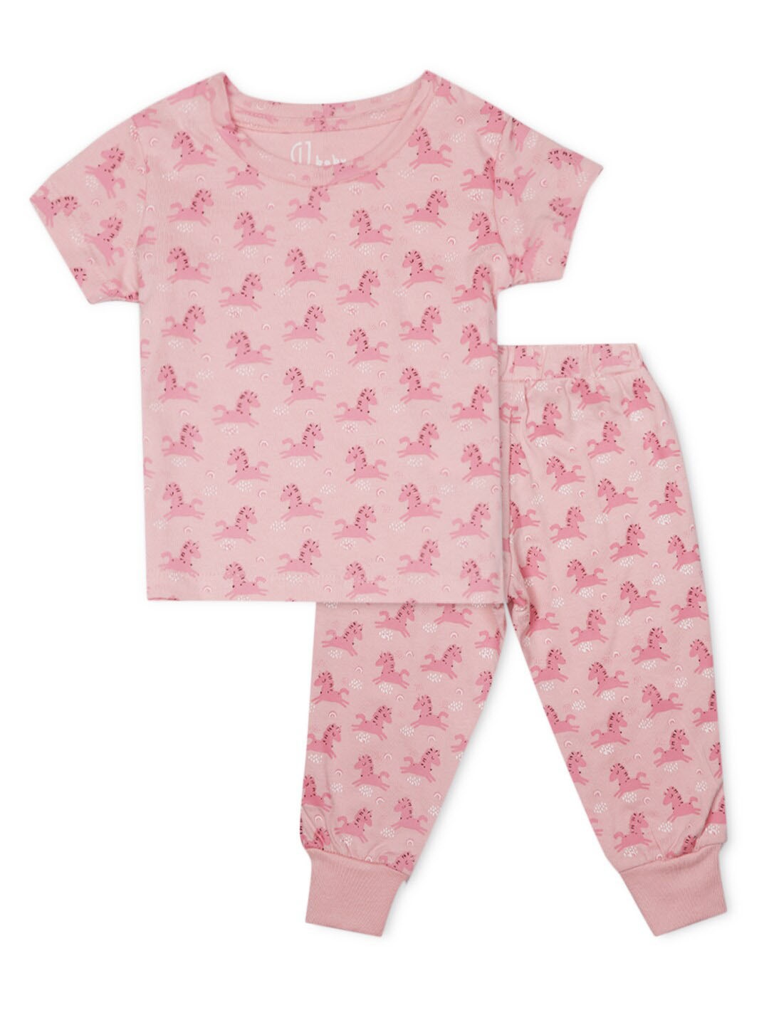 

GJ baby Infants Girls Printed Pure Cotton T-shirt With Pyjamas Set, Pink