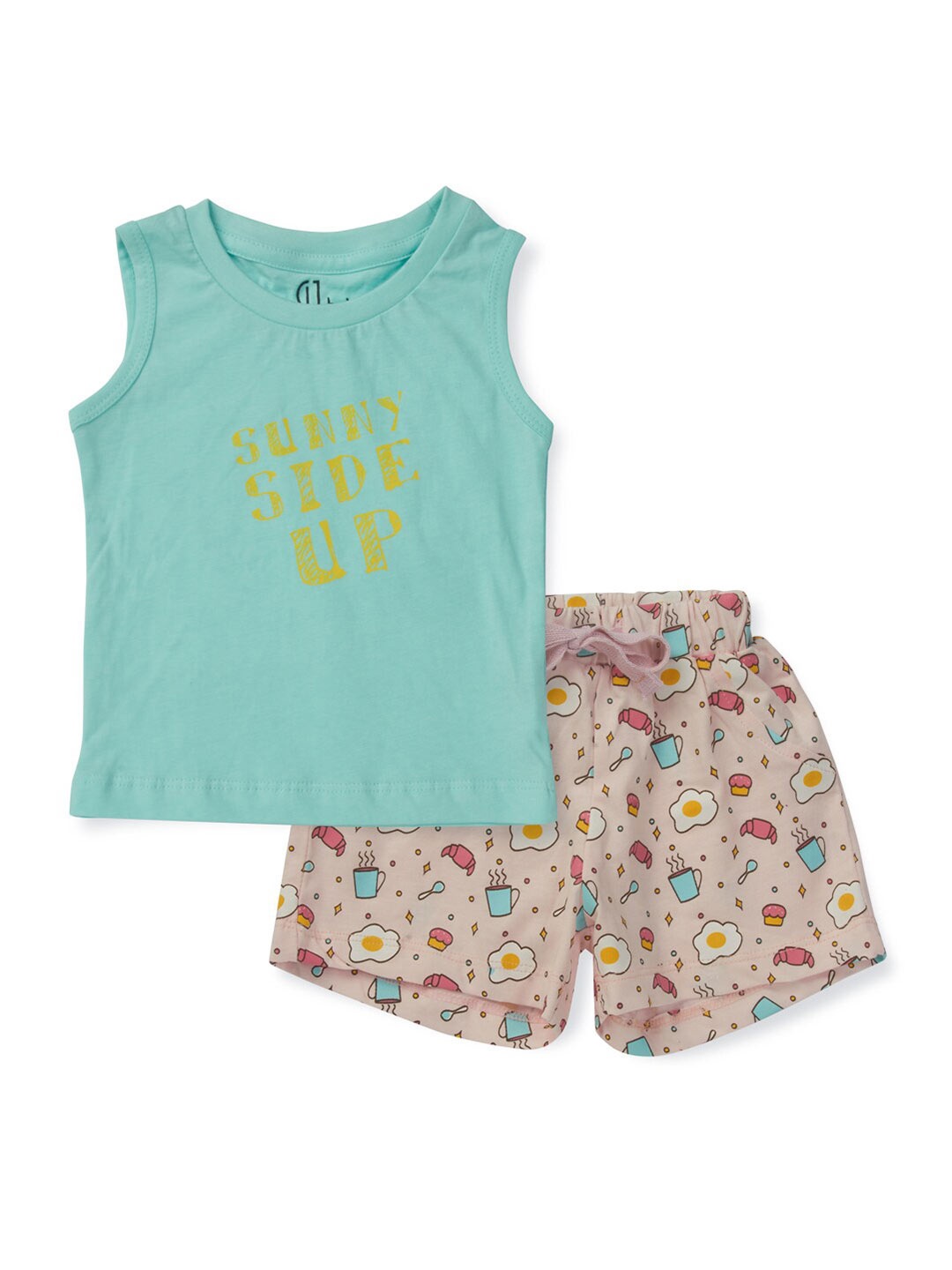 

GJ baby Boys Printed Pure Cotton T-shirt with Shorts, Blue