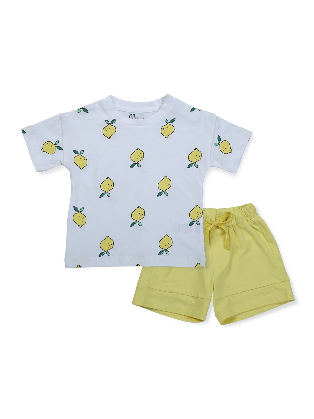 

GJ baby Boys Printed Pure Cotton T-shirt With Shorts, Yellow