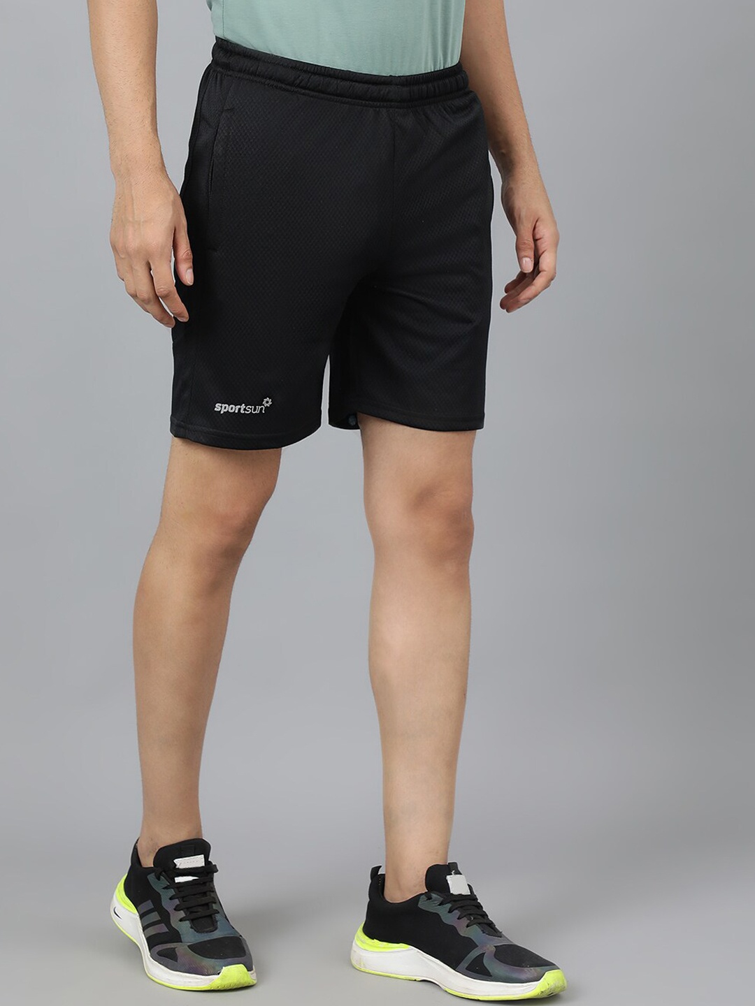 

SPORT SUN Men Mid-Rise Sports Shorts, Black