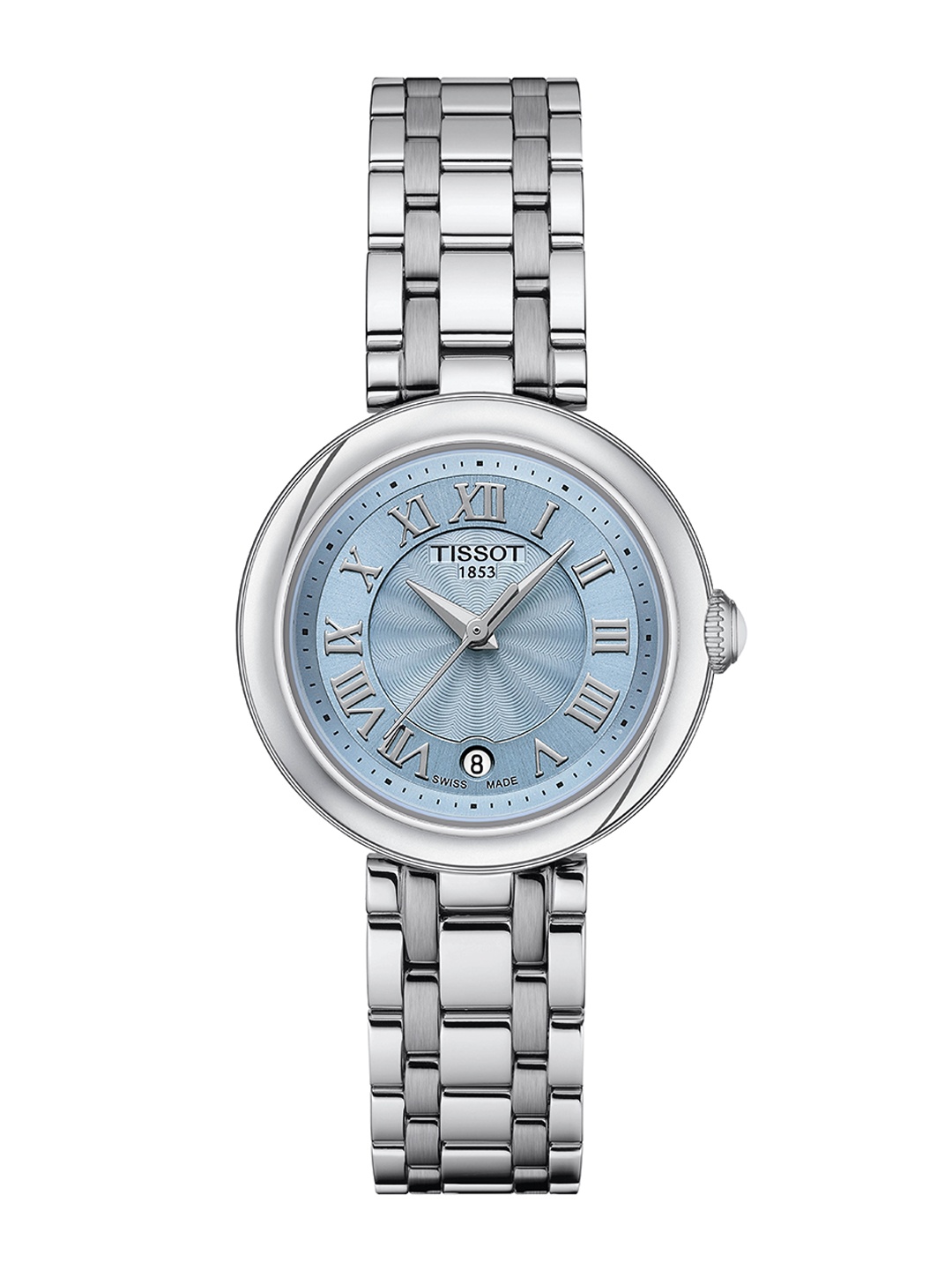 

TISSOT Women Embellished Dial & Stainless Steel Bracelet Style Straps Analogue Watch T1260101113300, Blue