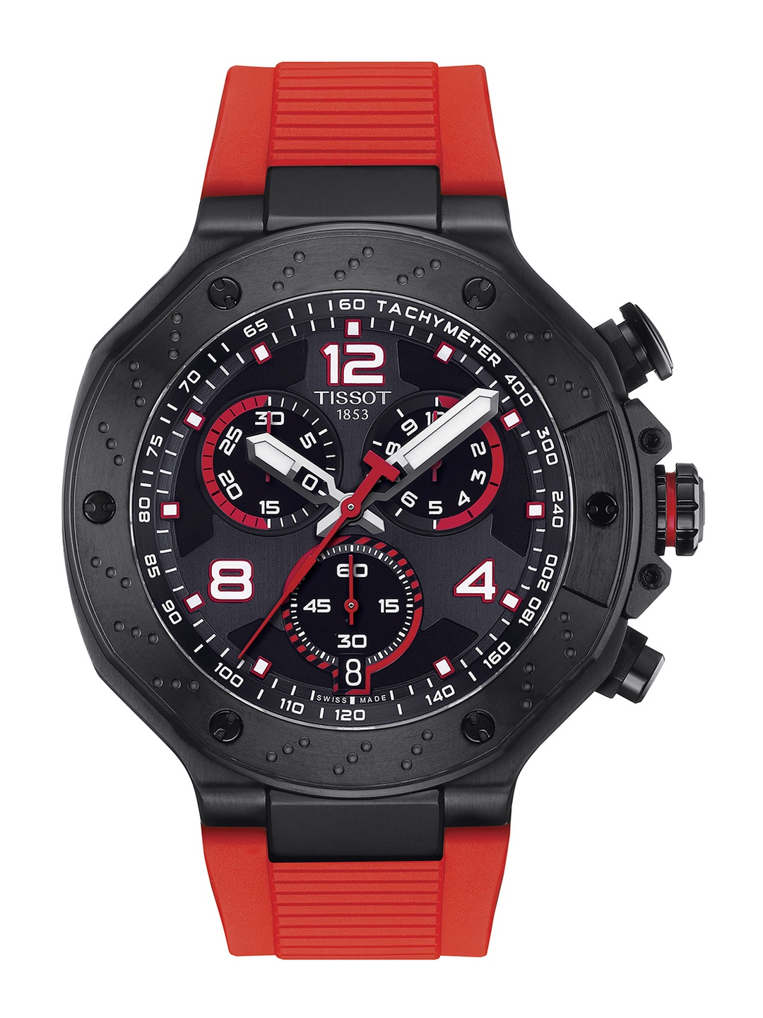 

TISSOT Men Ribbed Textured Quartz Watch T1414173705701, Black