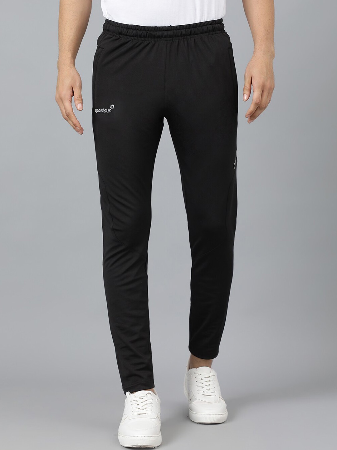 

SPORT SUN Men Regular Fit Mid-Rise Track Pants, Black
