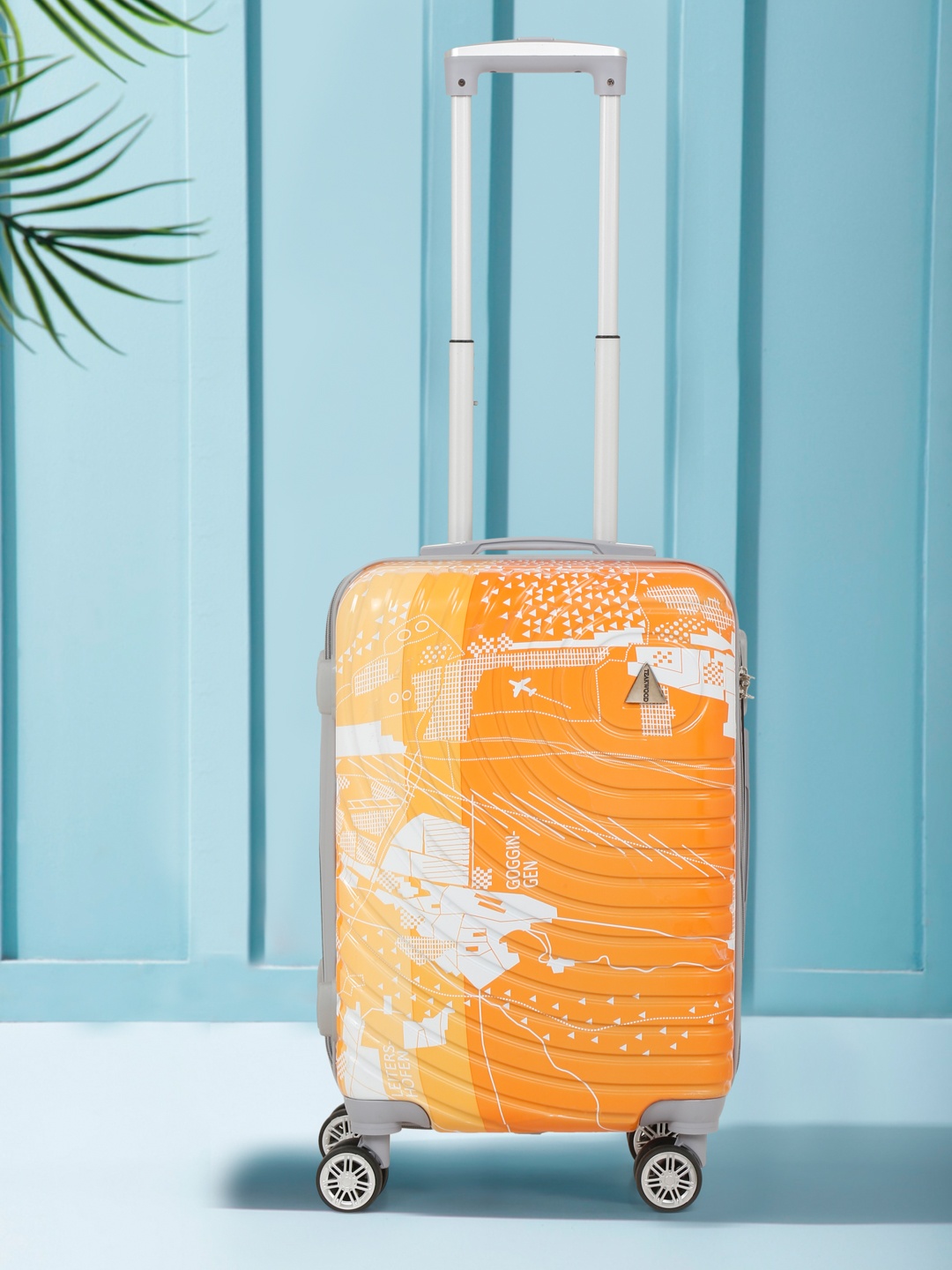 

Teakwood Leathers Textured & Printed Hard-Sided Cabin Trolley Bag- 57 CM, Orange
