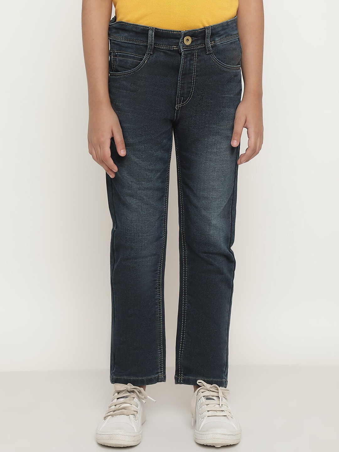 

Octave Boys Mid-Rise Light Fade Stretchable Cotton Jeans, Navy blue