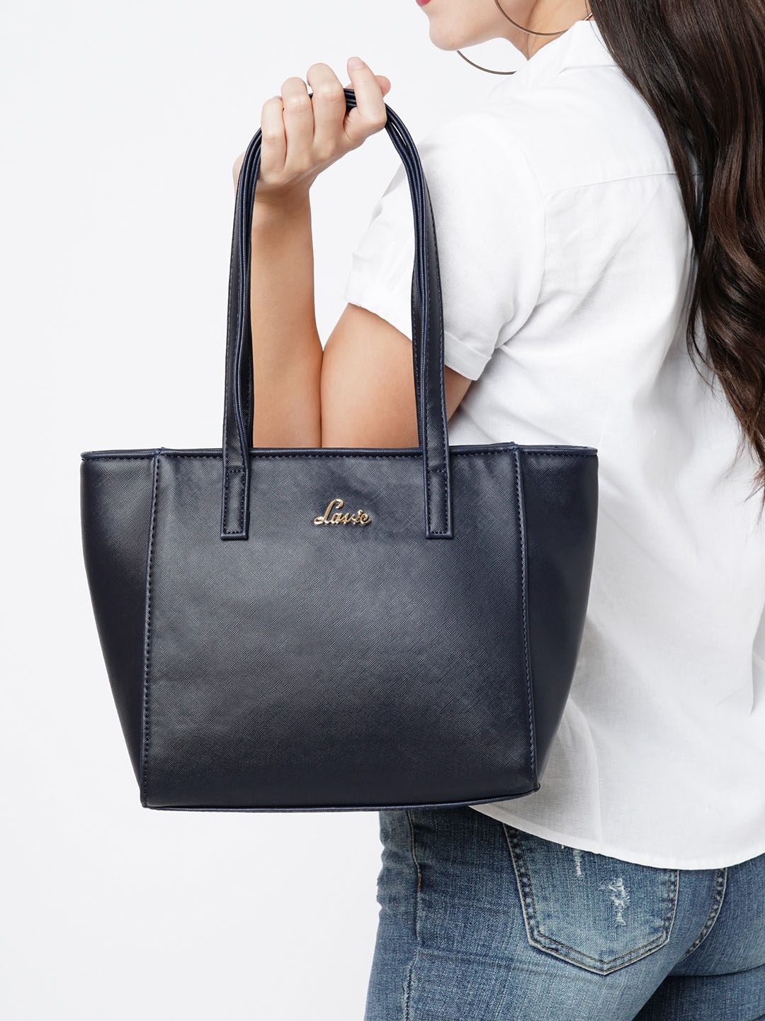 

Lavie Synthetic Leather Structured Shoulder Bag, Navy blue