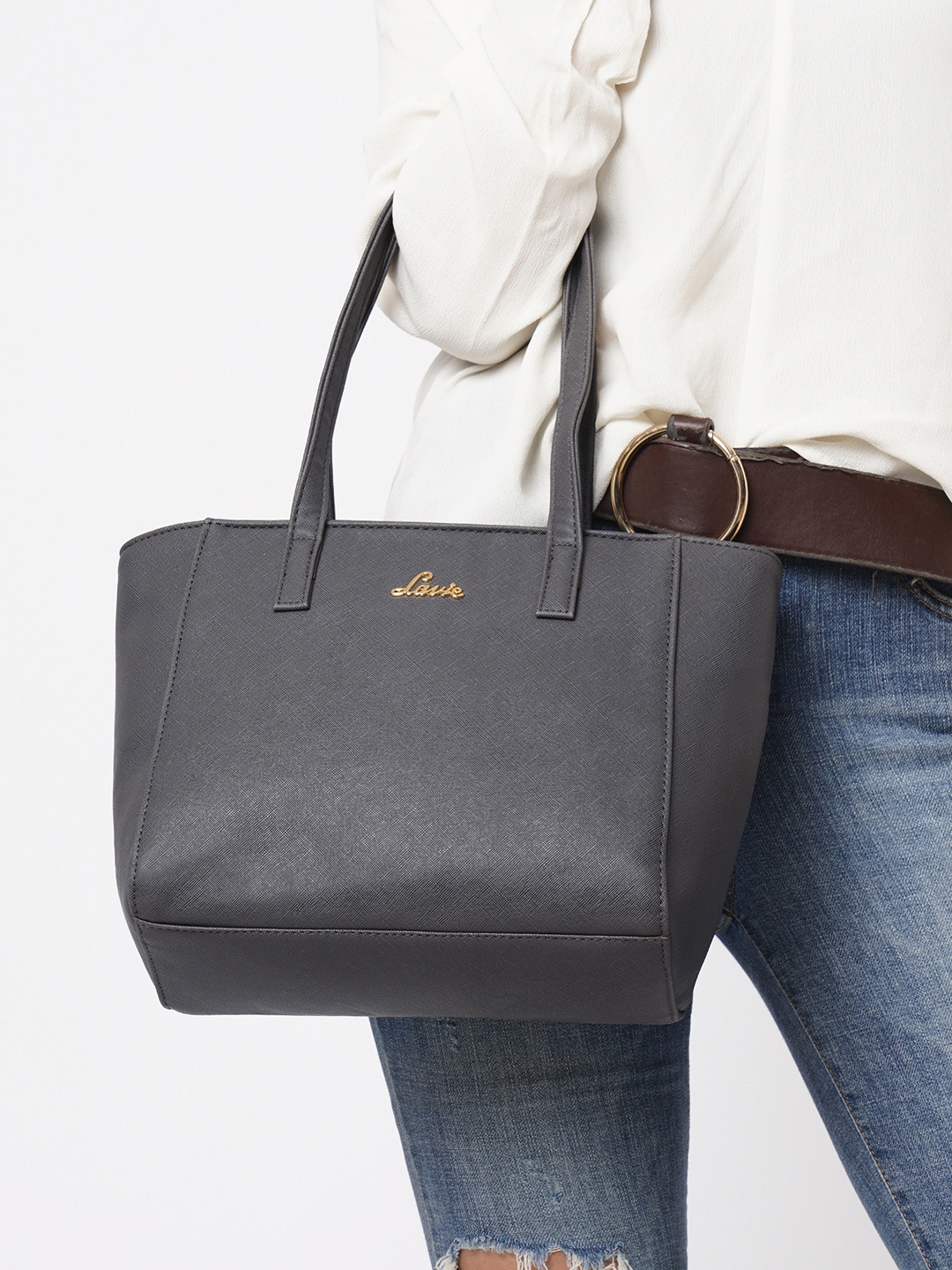

Lavie Synthetic Leather Structured Shoulder Bag, Grey