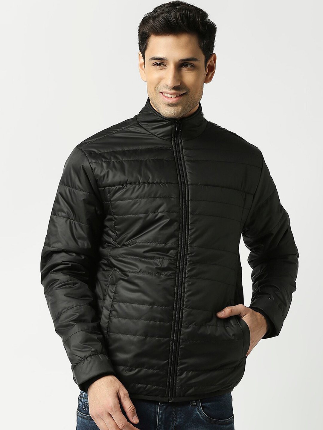 

DRAGON HILL Mock Neck Puffer Jacket, Black