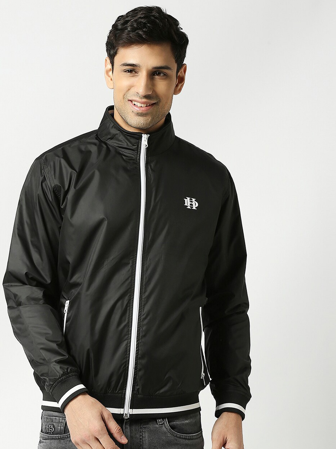 

DRAGON HILL Mock Neck Bomber Jacket, Black