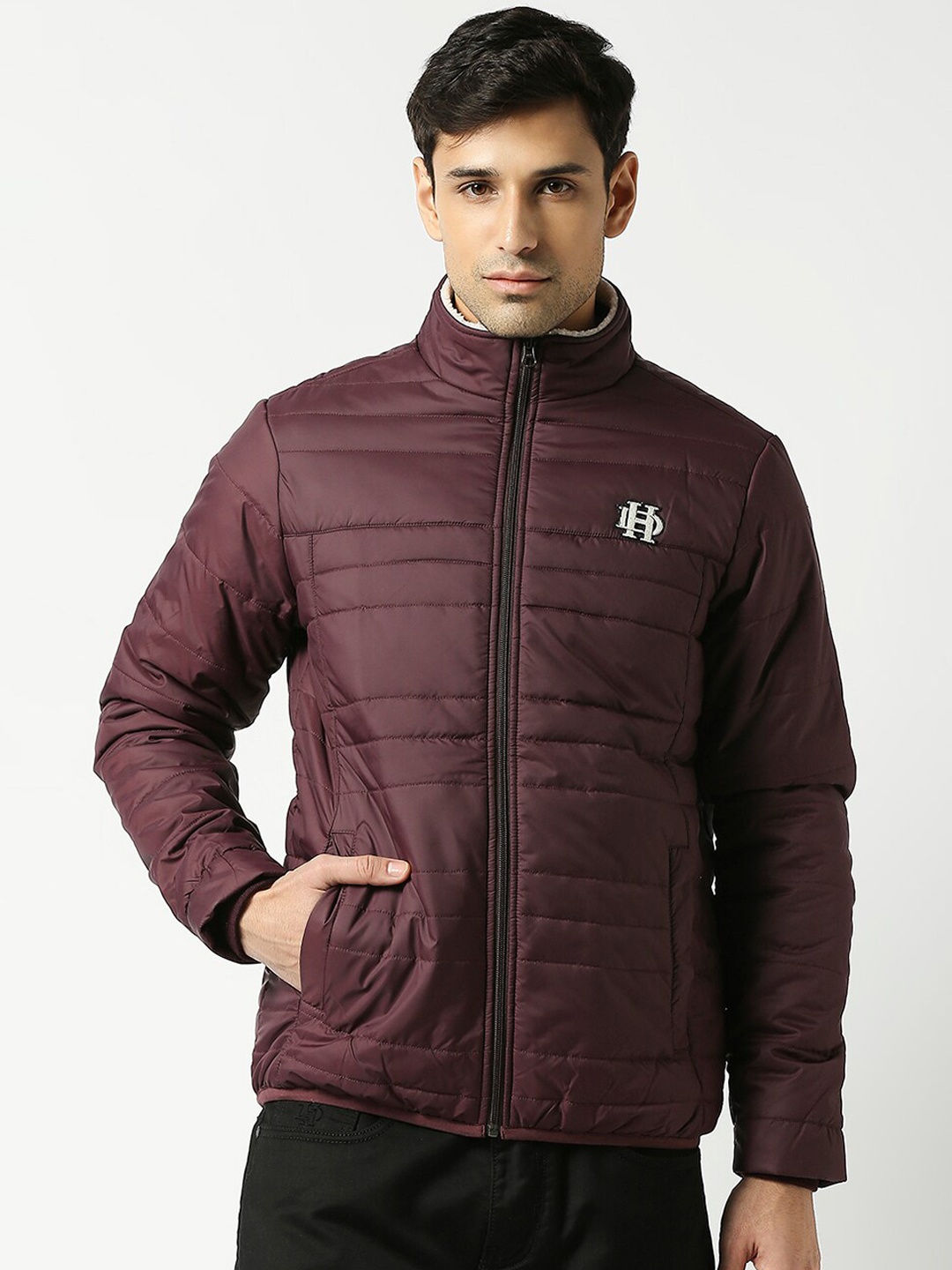 

DRAGON HILL Mock Neck Padded Jacket, Maroon