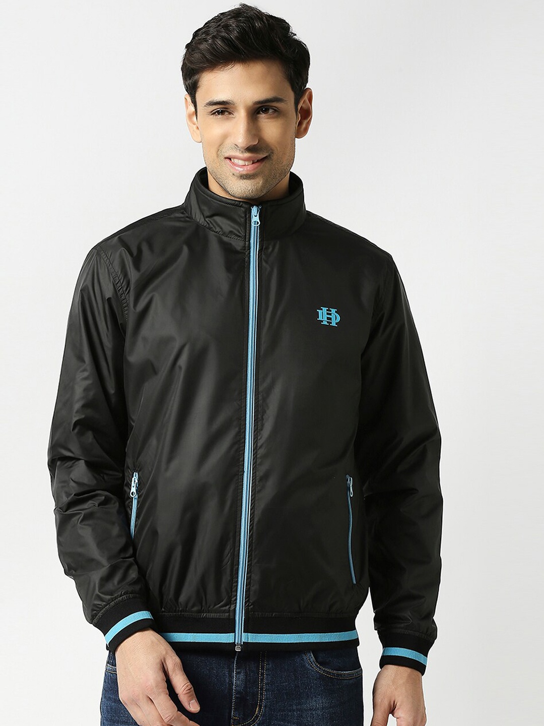 

DRAGON HILL Mock Neck Bomber Jacket, Black