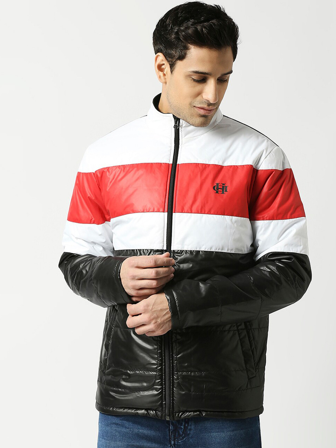 

DRAGON HILL Colourblocked Padded Jacket, White