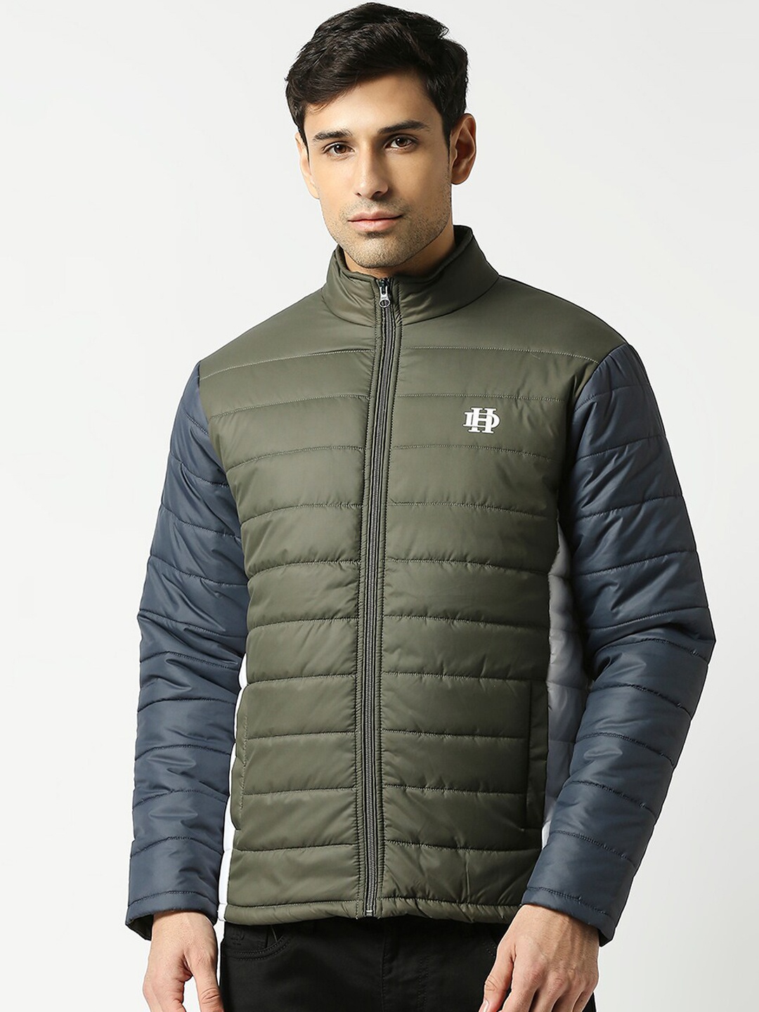 

DRAGON HILL Colourblocked Padded Jacket, Olive