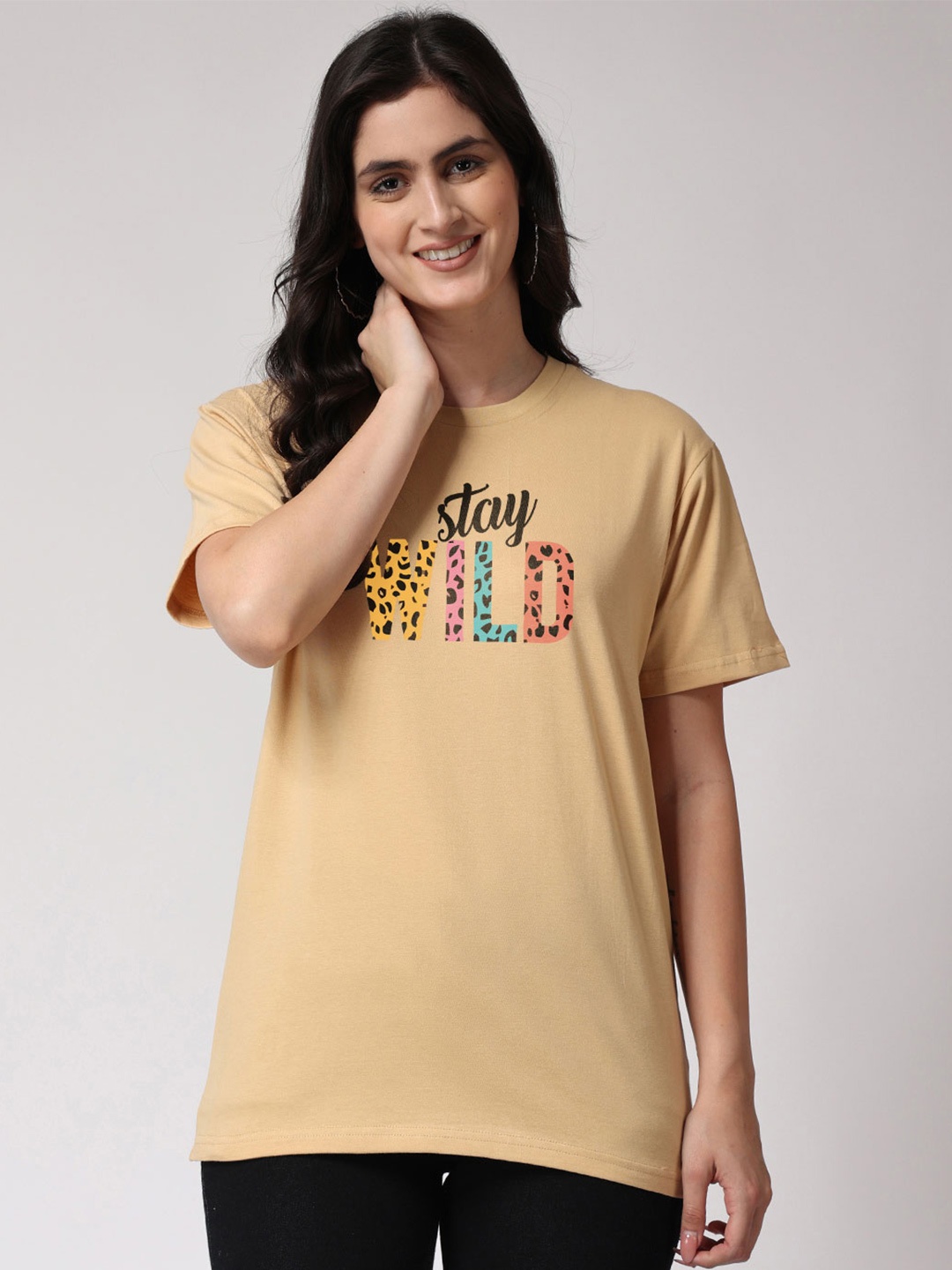 

The Label Bar Typography Printed Cotton T-shirt, Beige