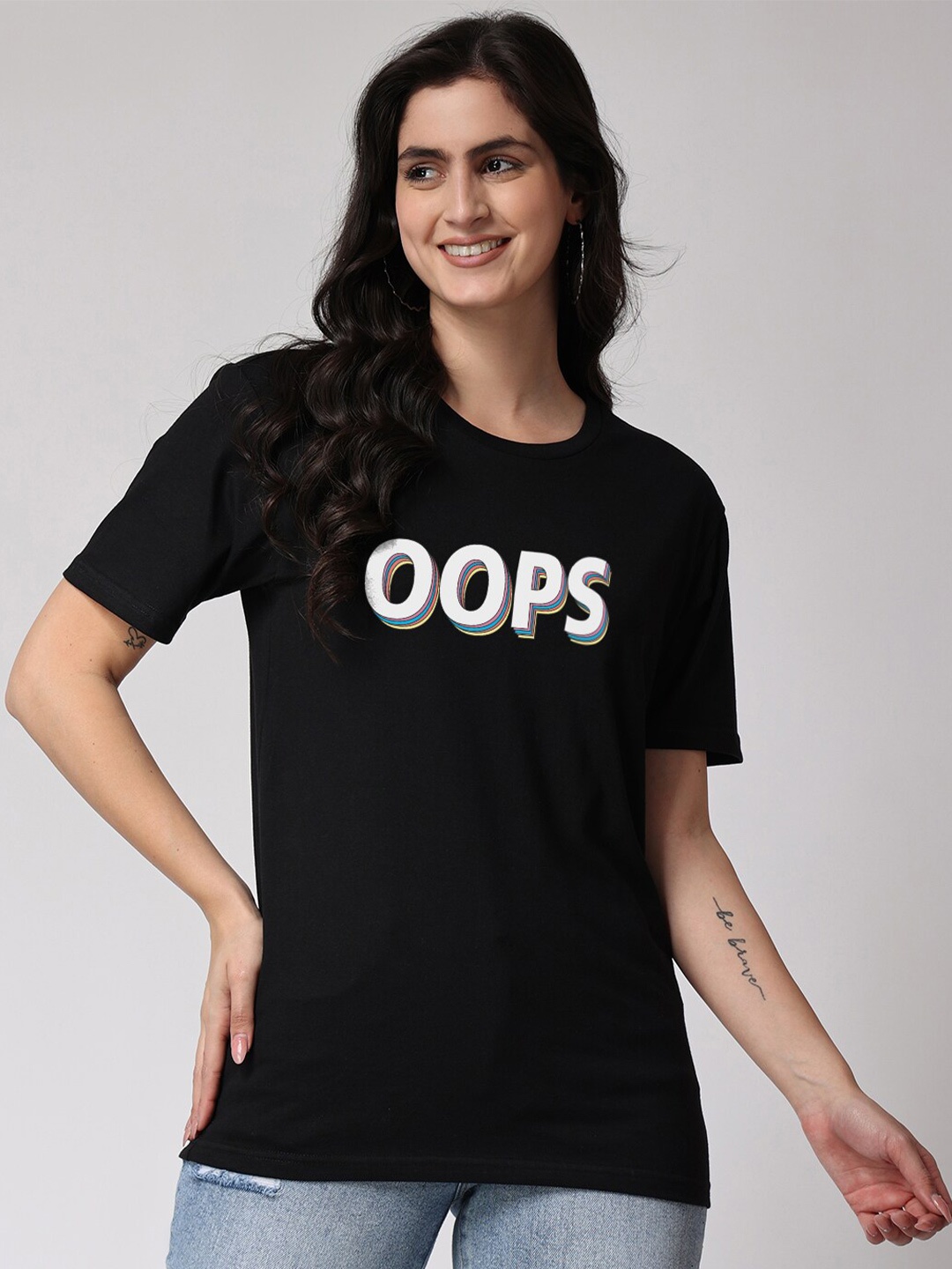 

The Label Bar Typography Printed Cotton T-shirt, Black