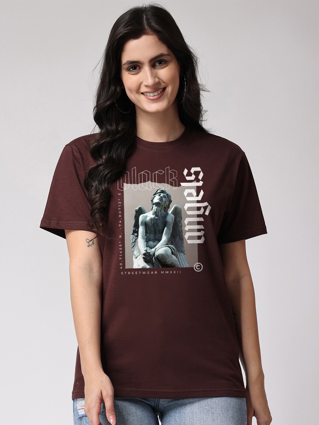 

The Label Bar Graphic Printed Cotton T-shirt, Brown