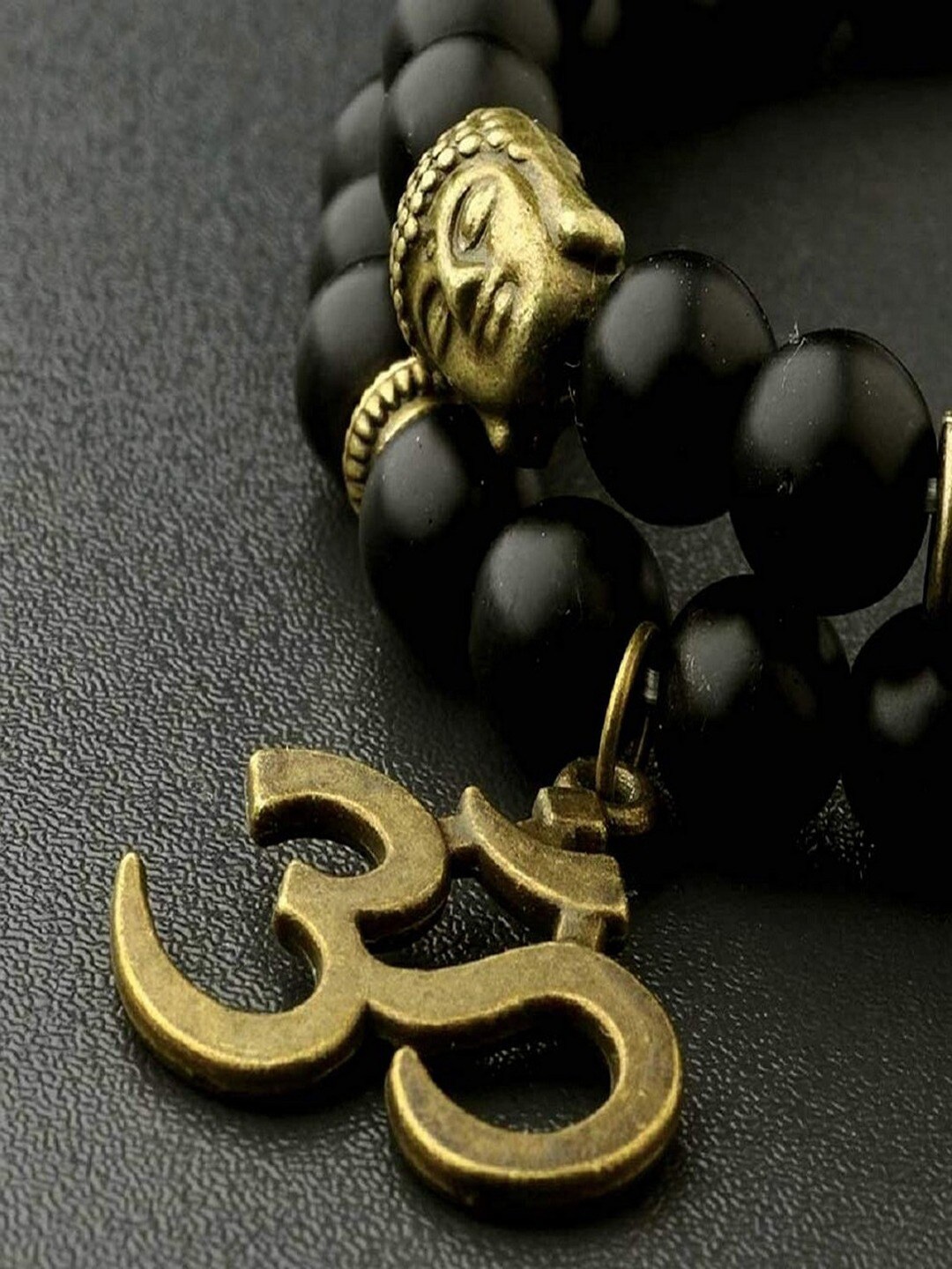 

UNIVERSITY TRENDZ Men OM Buddha Wraparound Bracelet, Black