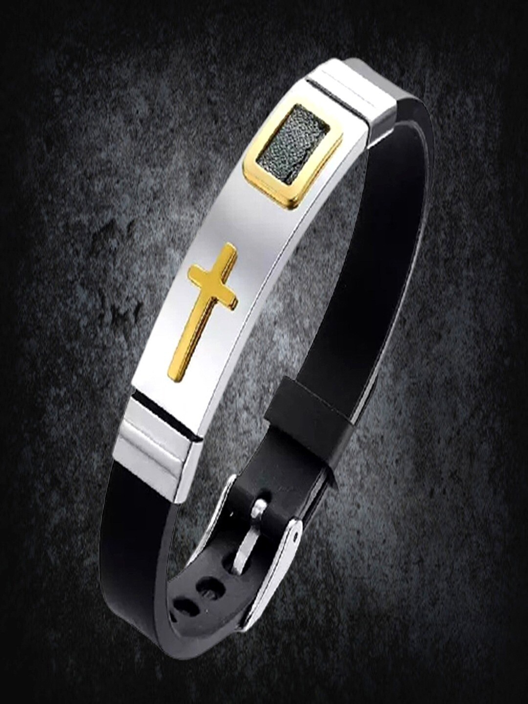 

UNIVERSITY TRENDZ Men Gold-Plated Cross Wraparound Bracelet