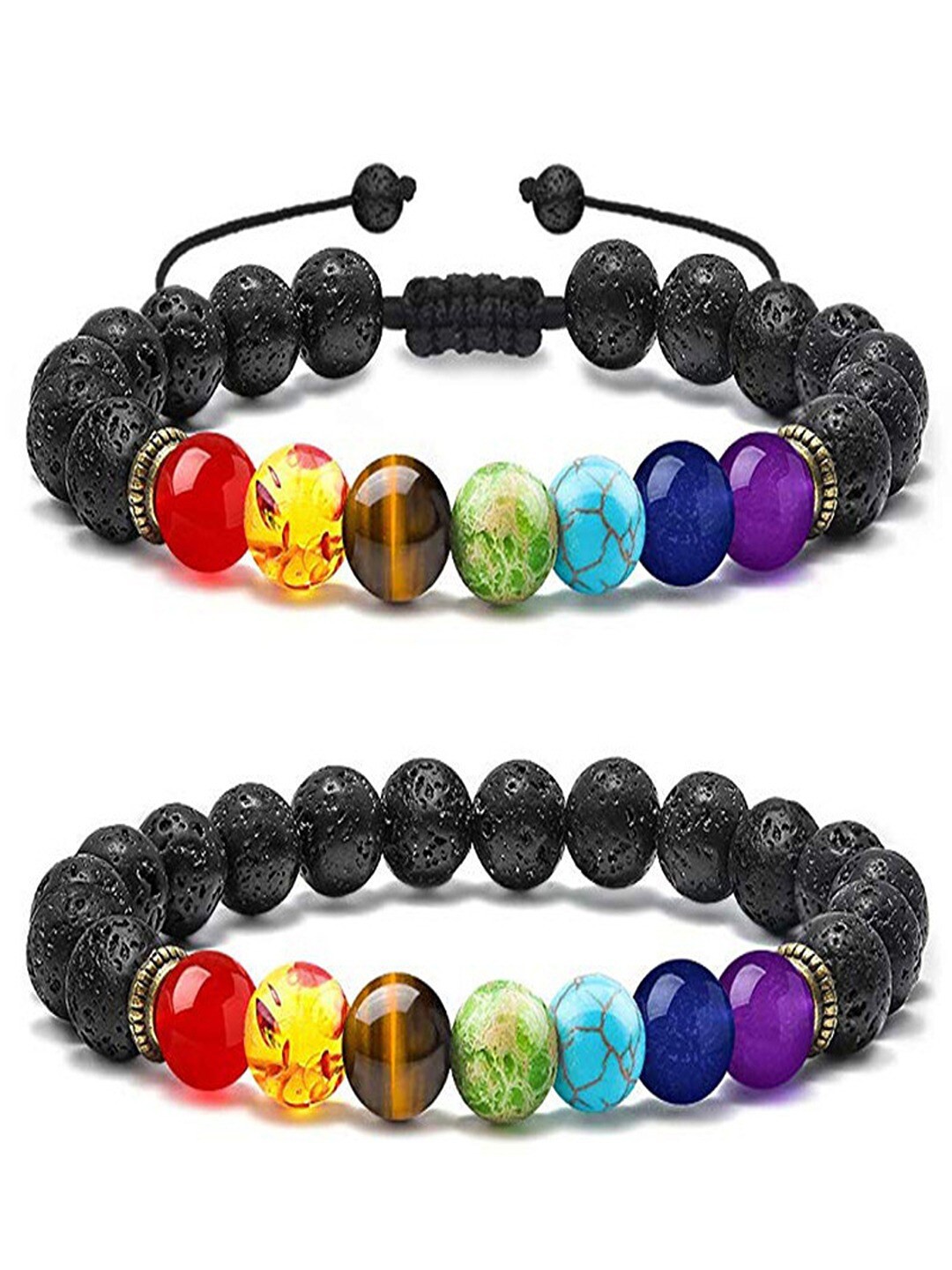

UNIVERSITY TRENDZ Set Of 2 Beaded Planet Stretchable Bracelet, Black