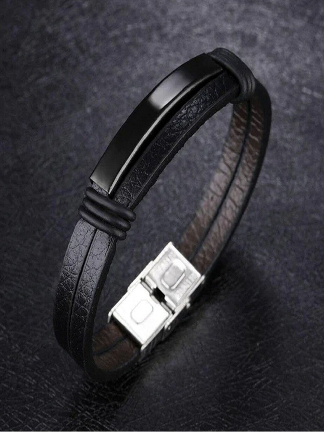 

UNIVERSITY TRENDZ Men Double Wrap Bracelet, Black