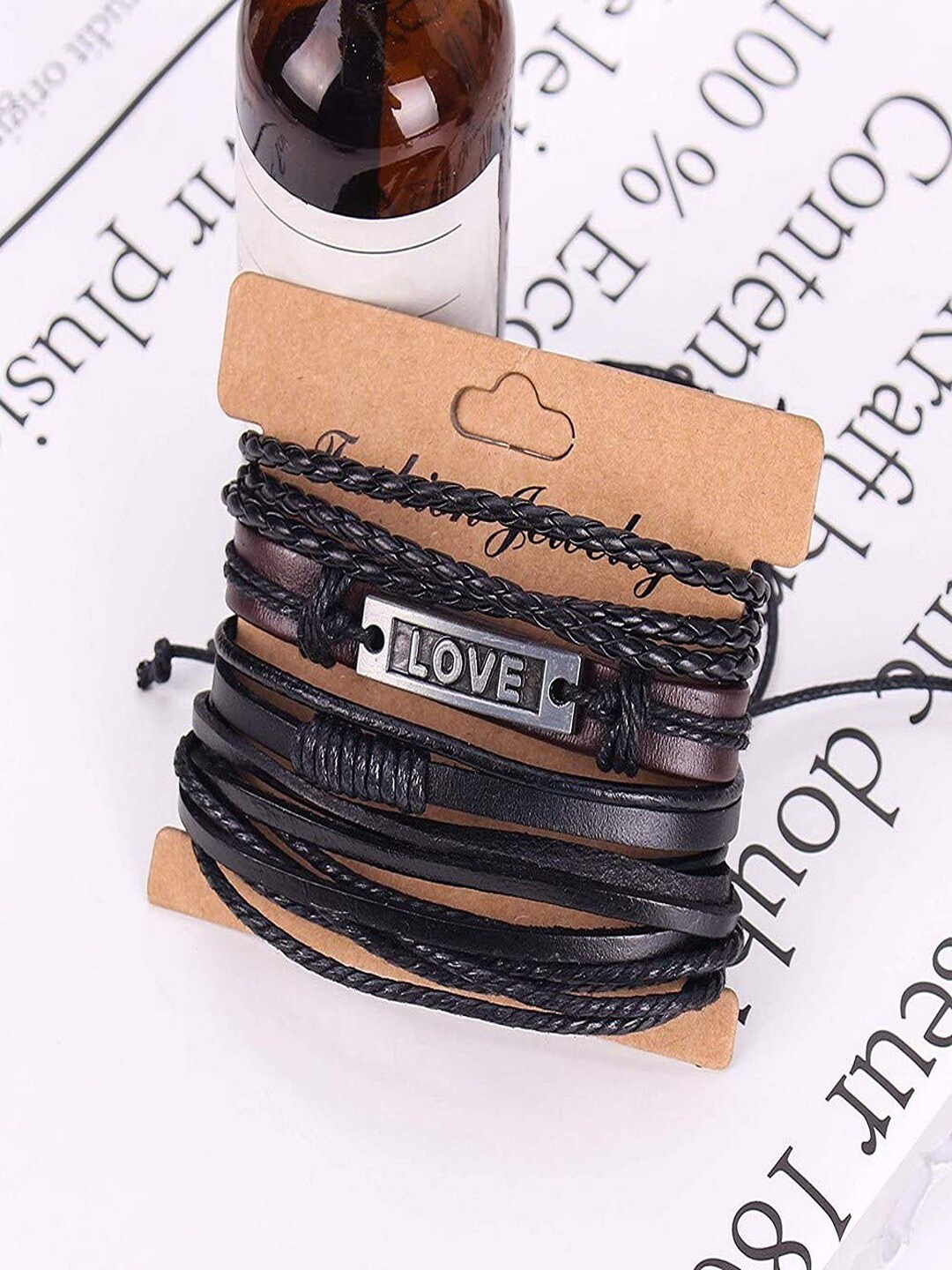 

UNIVERSITY TRENDZ Set of 4 Multistrand Bracelets, Black