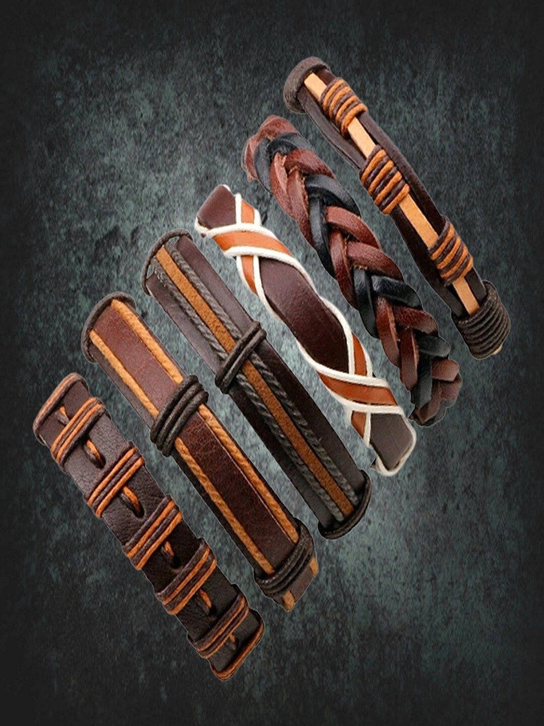 

UNIVERSITY TRENDZ Men Set Of 6 Multistrand Bracelet, Brown